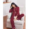 imageEkouaer Womens Pajama Sets Long Sleeve Sleepwear Soft Button Down Pjs 2 Piece Loungewear witn Pants SXXLWine Red
