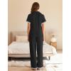 imageEkouaer Womens Pajama Sets Short Sleeve Button Up Pjs Chic Contrast Trim Long Pants with PocketsSoft Loungewear Set SXXLBlack