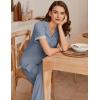 imageEkouaer Womens Pajama Sets Short Sleeve Button Up Pjs Chic Contrast Trim Long Pants with PocketsSoft Loungewear Set SXXLBlue