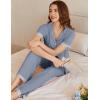 imageEkouaer Womens Pajama Sets Short Sleeve Button Up Pjs Chic Contrast Trim Long Pants with PocketsSoft Loungewear Set SXXLBlue