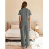 imageEkouaer Womens Pajama Sets Short Sleeve Button Up Pjs Chic Contrast Trim Long Pants with PocketsSoft Loungewear Set SXXLDark Grey