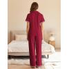 imageEkouaer Womens Pajama Sets Short Sleeve Button Up Pjs Chic Contrast Trim Long Pants with PocketsSoft Loungewear Set SXXLDark Red