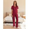 imageEkouaer Womens Pajama Sets Short Sleeve Button Up Pjs Chic Contrast Trim Long Pants with PocketsSoft Loungewear Set SXXLDark Red