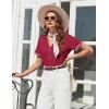 imageEkouaer Womens Pajama Sets Short Sleeve Button Up Pjs Chic Contrast Trim Long Pants with PocketsSoft Loungewear Set SXXLDark Red