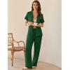 imageEkouaer Womens Pajama Sets Short Sleeve Button Up Pjs Chic Contrast Trim Long Pants with PocketsSoft Loungewear Set SXXLGreen