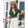 imageEkouaer Womens Pajama Sets Short Sleeve Button Up Pjs Chic Contrast Trim Long Pants with PocketsSoft Loungewear Set SXXLGreen
