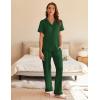 imageEkouaer Womens Pajama Sets Short Sleeve Button Up Pjs Chic Contrast Trim Long Pants with PocketsSoft Loungewear Set SXXLGreen