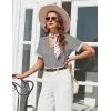imageEkouaer Womens Pajama Sets Short Sleeve Button Up Pjs Chic Contrast Trim Long Pants with PocketsSoft Loungewear Set SXXLLight Gray