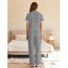 imageEkouaer Womens Pajama Sets Short Sleeve Button Up Pjs Chic Contrast Trim Long Pants with PocketsSoft Loungewear Set SXXLLight Gray