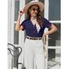 imageEkouaer Womens Pajama Sets Short Sleeve Button Up Pjs Chic Contrast Trim Long Pants with PocketsSoft Loungewear Set SXXLNavy Blue