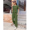imageEkouaer Womens Ribbed Knit Lounge Set Short Sleeve Top and Long Pants Soft Pajama Set 2 Piece Sleepwear with PocketsArmy Green