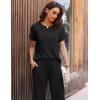 imageEkouaer Womens Ribbed Knit Lounge Set Short Sleeve Top and Long Pants Soft Pajama Set 2 Piece Sleepwear with PocketsBlack