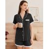 imageEkouaer Womens Short Sleeve Pajamas Set Soft Sleepwear Button Down Lounge Set Lace Top and Shorts Pj NightwearBlack