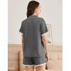 imageEkouaer Womens Short Sleeve Pajamas Set Soft Sleepwear Button Down Lounge Set Lace Top and Shorts Pj NightwearDeep Grey