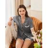 imageEkouaer Womens Short Sleeve Pajamas Set Soft Sleepwear Button Down Lounge Set Lace Top and Shorts Pj NightwearDeep Grey