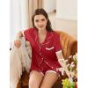 imageEkouaer Womens Short Sleeve Pajamas Set Soft Sleepwear Button Down Lounge Set Lace Top and Shorts Pj NightwearDeep Red