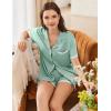 imageEkouaer Womens Short Sleeve Pajamas Set Soft Sleepwear Button Down Lounge Set Lace Top and Shorts Pj NightwearGreen