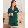 imageEkouaer Womens Short Sleeve Pajamas Set Soft Sleepwear Button Down Lounge Set Lace Top and Shorts Pj NightwearLake Green