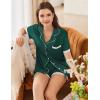imageEkouaer Womens Short Sleeve Pajamas Set Soft Sleepwear Button Down Lounge Set Lace Top and Shorts Pj NightwearLake Green