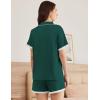 imageEkouaer Womens Short Sleeve Pajamas Set Soft Sleepwear Button Down Lounge Set Lace Top and Shorts Pj NightwearLake Green