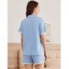 imageEkouaer Womens Short Sleeve Pajamas Set Soft Sleepwear Button Down Lounge Set Lace Top and Shorts Pj NightwearLight Blue