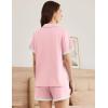 imageEkouaer Womens Short Sleeve Pajamas Set Soft Sleepwear Button Down Lounge Set Lace Top and Shorts Pj NightwearPink
