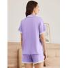 imageEkouaer Womens Short Sleeve Pajamas Set Soft Sleepwear Button Down Lounge Set Lace Top and Shorts Pj NightwearPurple