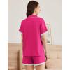 imageEkouaer Womens Short Sleeve Pajamas Set Soft Sleepwear Button Down Lounge Set Lace Top and Shorts Pj NightwearRose Red