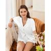 imageEkouaer Womens Short Sleeve Pajamas Set Soft Sleepwear Button Down Lounge Set Lace Top and Shorts Pj NightwearWhite