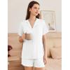 imageEkouaer Womens Short Sleeve Pajamas Set Soft Sleepwear Button Down Lounge Set Lace Top and Shorts Pj NightwearWhite