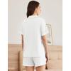 imageEkouaer Womens Short Sleeve Pajamas Set Soft Sleepwear Button Down Lounge Set Lace Top and Shorts Pj NightwearWhite