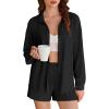 imageEkouaer 2 Piece Sets for Women Lounge Sets Button Down Matching Shorts Sets with Pockets Swiss Dot OutfitsBlack