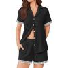 imageEkouaer Button Down Pajamas for Women Set Short Sleeve Womens Sleepwear Shorts Set 2 Piece Summer Lounge SetsBlack