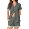 imageEkouaer Button Down Pajamas for Women Set Short Sleeve Womens Sleepwear Shorts Set 2 Piece Summer Lounge SetsDark Gray