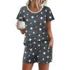 imageEkouaer Womens Pajama Set Summer Short Sleeve Pjs Sleepwear Cute 2 Piece Lounge Sets SXXLGray Stars