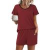 imageEkouaer Womens Pajama Set Summer Short Sleeve Pjs Sleepwear Cute 2 Piece Lounge Sets SXXLWine Red