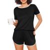 imageEkouaer Womens Pajama Sets Color Block Short Sleeve Sleepwear Soft Pjs Sets Summer 2 Piece Lounge Set with Pockets SXXLBlack With White Piping