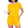 imageEkouaer Womens Pajama Sets Color Block Short Sleeve Sleepwear Soft Pjs Sets Summer 2 Piece Lounge Set with Pockets SXXLMedium Yellow