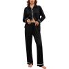 imageEkouaer Womens Pajama Sets Long Sleeve Sleepwear Soft Button Down Pjs 2 Piece Loungewear witn Pants SXXLBlack