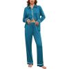 imageEkouaer Womens Pajama Sets Long Sleeve Sleepwear Soft Button Down Pjs 2 Piece Loungewear witn Pants SXXLBlue Green