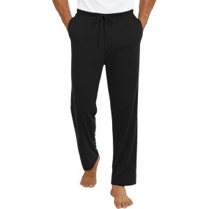 imageEkouaer Mens Pajama Pants Lounge Pants with Pockets Soft Sleep Pants Loose Fit Pj Bottoms with Drawstring SXXLBlack