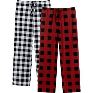 imageEkouaer Mens Pajama Pants Lounge Pants with Pockets Soft Sleep Pants Loose Fit Pj Bottoms with Drawstring SXXLRed Plaidwhite Plaid