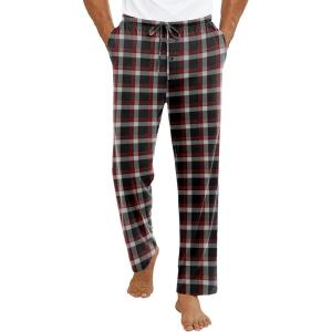 imageEkouaer Mens Pajama Pants Lounge Pants with Pockets Soft Sleep Pants Loose Fit Pj Bottoms with Drawstring SXXLRedBlackWhite Plaid
