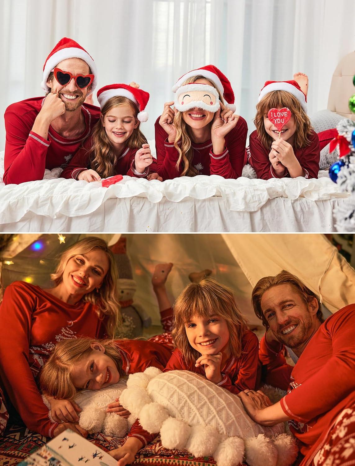 imageEkouaer Matching Family Sets Christmas Pajamas Set Xmas PJS Sleepwear Soft Christmas Matching Jammies01 Red Santa Claus