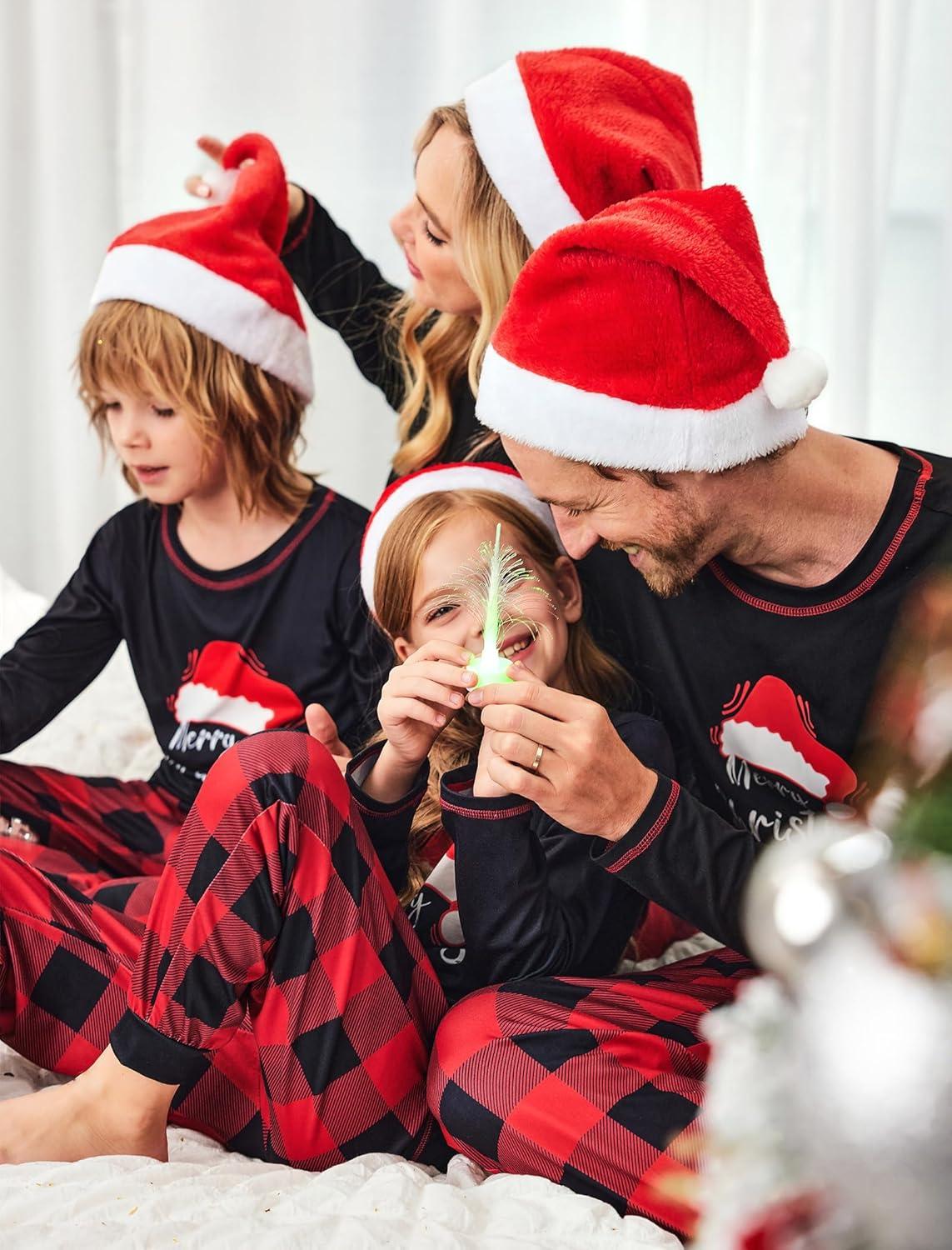 imageEkouaer Matching Family Sets Christmas Pajamas Set Xmas PJS Sleepwear Soft Christmas Matching JammiesChristmas Hat Plaid