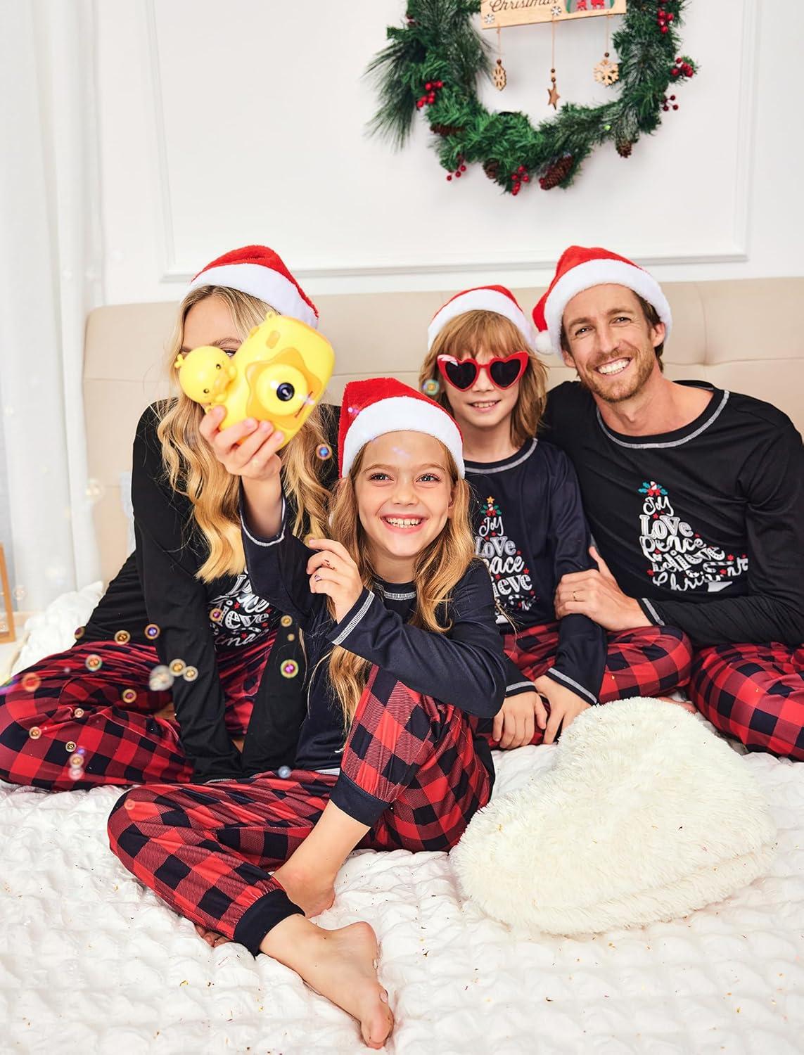 imageEkouaer Matching Family Sets Christmas Pajamas Set Xmas PJS Sleepwear Soft Christmas Matching JammiesChristmas Tree Plaid