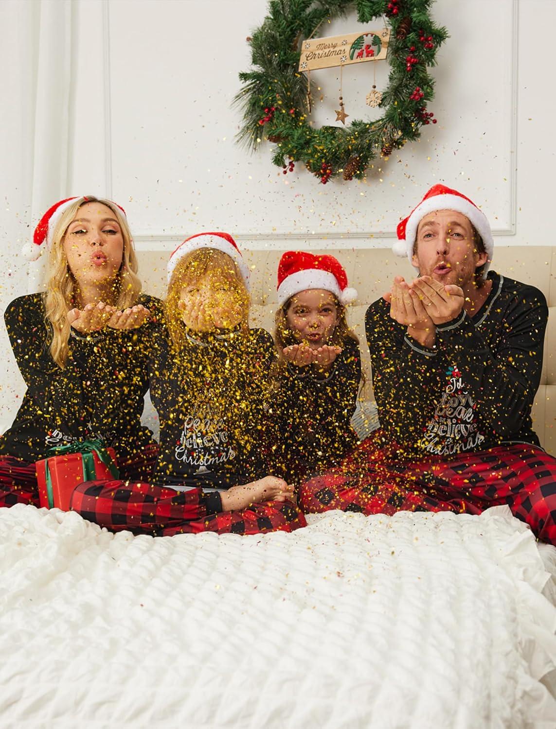 imageEkouaer Matching Family Sets Christmas Pajamas Set Xmas PJS Sleepwear Soft Christmas Matching JammiesChristmas Tree Plaid