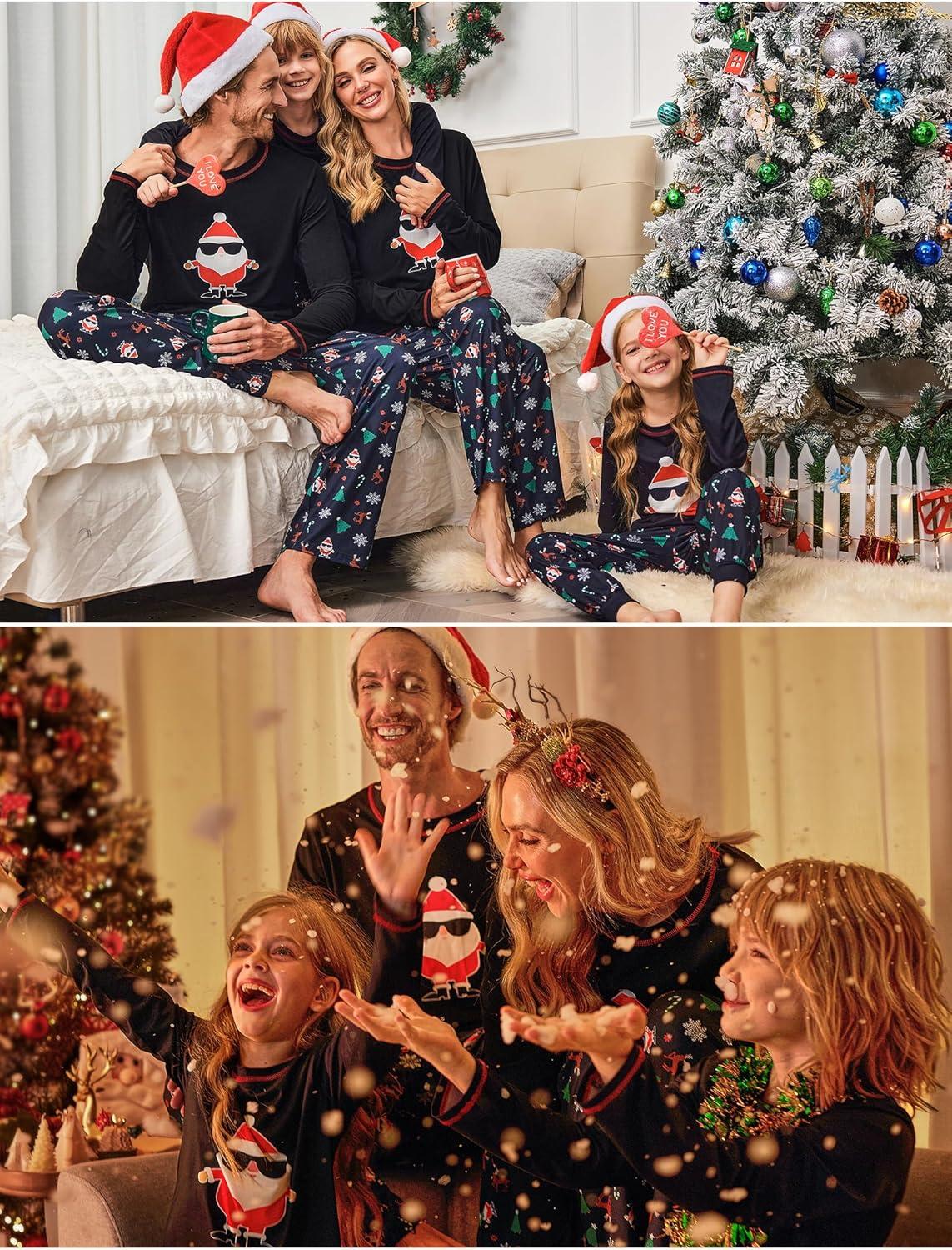imageEkouaer Matching Family Sets Christmas Pajamas Set Xmas PJS Sleepwear Soft Christmas Matching JammiesNaughty Santa Claus