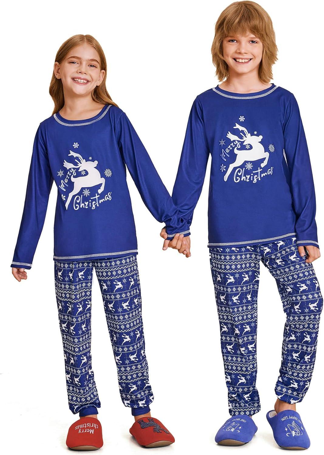 imageEkouaer Matching Family Sets Christmas Pajamas Set Xmas PJS Sleepwear Soft Christmas Matching JammiesNavy Elk Snowflake