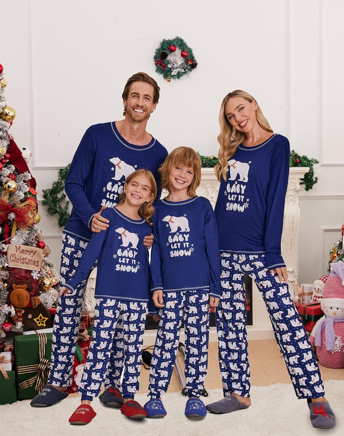 imageEkouaer Matching Family Sets Christmas Pajamas Set Xmas PJS Sleepwear Soft Christmas Matching JammiesNavy Polar Bear